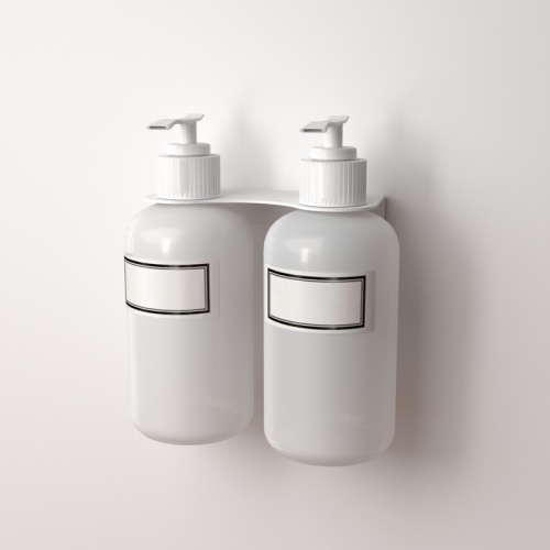 Держатель дозатора для жидкого мыла и шампуней на 2 флакона настенный, белый REXANT | код 38-0700 | REXANT