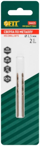 Сверла по металлу HSS с добавкой кобальта 5% Профи в блистере 2.5 мм (2 шт) | код 34425 | FIT фото 3
