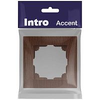 Рамка для розеток и выключателей Intro Accent 6-501-10 на 1 пост, СУ, венге | код Б0063770 | ЭРА