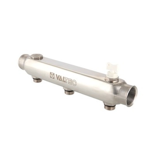 Коллектор из нерж. стали, с м-о расст вых. 100мм, 1 1/2"х 7 вых. 3/4" нар. | код. VTc.510.SS.080507 | VALTEC