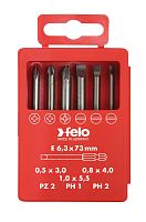 Набор бит SL/PZ/PH Industrial 73мм в кейсе 6 бит | код 03092716 | FELO