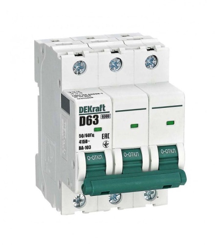 Выключатель автоматический модульный 3п D 63А 6кА ВА-103 | код. 12375DEK | DEKraft Выключатель автоматический модульный 3п D 63А 6кА ВА-103 | код. 12375DEK | DEKraft