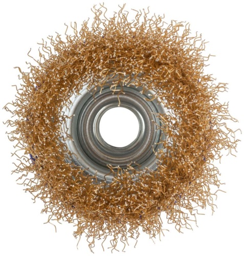 Щетка для УШМ, М14, Чашка, латунированная витая проволока 0,3 мм, 65 мм, блистер, Profi | код 82-893 | FIT фото 5