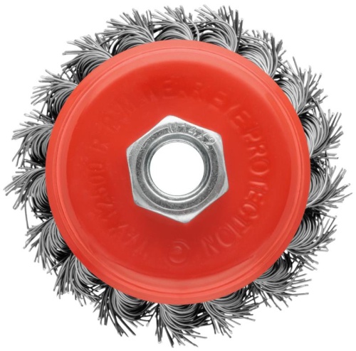 Корщетка-чашка, гайка М14, стальная витая проволока 75 мм, блистер | код 39097 | FIT