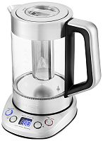 Чайник электрический Kitfort КТ-650 1.5л. 2200Вт серебристый корпус: стекло/металл | код 1160939 | KITFORT
