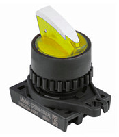 Головка переключателя S2SRN-L1BY, с короткой ручкой тип sharck под подсветку, цвет желтый, 2-х позиционный смещенные 600 с самовозвратом, монтажное отверстие ?22/25мм | код A8026-A5550003834 | РЕЛЕ И АВТОМАТИКА