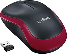Мышь Logitech M185 черный/красный оптическая (1000dpi) беспроводная USB1.1 для ноутбука (2but) | код 1891714 | Logitech