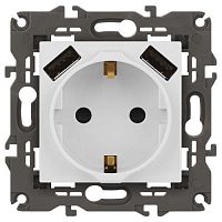 Розетка Elegance 14-4109-01М 16A 250В 2P+E защ. штор. с 2xUSB 3А 5В матов. бел. Эра Б0065773