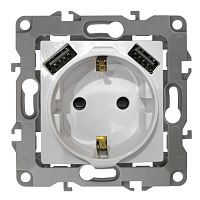 Розетка 2P+E 16A-250В, штор. с 2xUSB 5В-3А, Эра12, графит (10/100/2000) 12-4109-12 | код Б0047846 | ЭРА