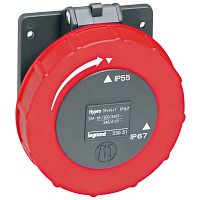 Встраиваемая розетка Hypra - IP 66/67-55 - 3К+Н+3 - 32 А - пластик | код 053051 | Legrand