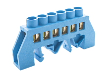 Шинки нулевые латунные универсальные ШНИ 8х12мм 6 отв. цвет синий | код DBN-18-06N | Engard