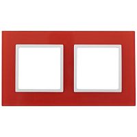 Рамка на 2 поста, стекло, Эра Elegance, красный+бел, 14-5102-23 | код Б0034496 | ЭРА