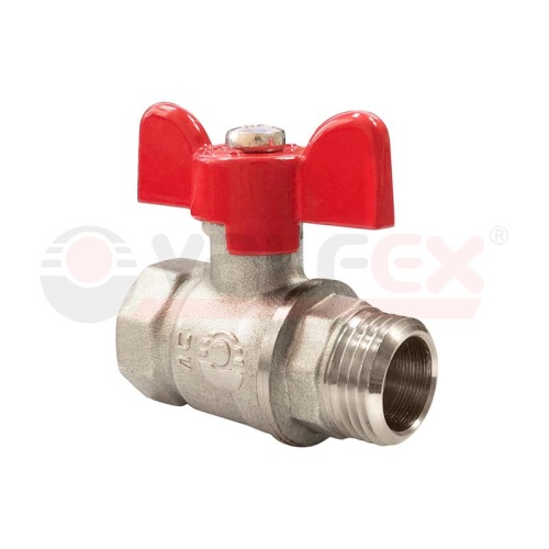 Кран шаровой OPTIMA 11Б27фт1М никелированный 1/2' ВН ручка бабочка | код VF.218.NLB1.012 | VALFEX-T