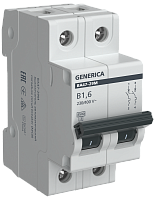 Авт. выкл. ВА47-29М 2P 1,6А 4,5кА B GENERICA | код MVA21-2-D16-B-G | GENERICA by IEK