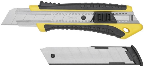 Нож технический 25мм усилен. прорезин. кассета 3 лезвия FIT 10327 фото 5