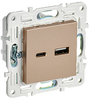 SKANDY Роз. USB A+C 18Вт SK-R13Sa песоч. IEK | код SK-U22-018-K98 | IEK