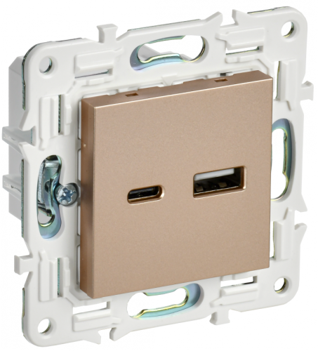 SKANDY Роз. USB A+C 18Вт SK-R13Sa песоч. IEK | код SK-U22-018-K98 | IEK