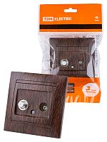 Розетка TV (мама) + SAT (F-разъем) 0-2400МГц венге Лама TDM | код SQ1815-0420 | TDM