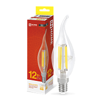 Лампа светодиодная LED-СВЕЧА НА ВЕТРУ-deco 12Вт 230В Е14 3000К 1350Лм прозрачная IN HOME | код 4690612055992 | IN HOME