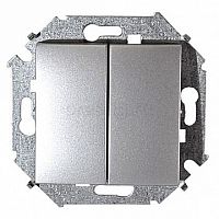 Переключатель 2-клавишный 15, скрытый монтаж, алюминий | код. 1591397-033 | Simon