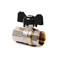 Кран шаровой ручка бабочка латунь внутр./внутр. резьба 1дюйм PN40 никель (инд. упак.) | код 34875 | RTP