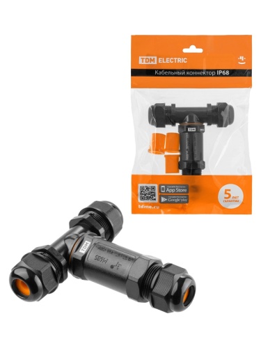 Кабельный коннектор Т-образный (клеммник 3PIN) IP68 TDM | код SQ0589-0403 | TDM