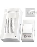 Звонок беспроводной ЗБ-4 32 мелодии 120м сетевой с кнопкой белый IN HOME | код 4690612013329 | IN HOME