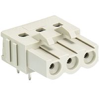 Розеточный разъем, горизонтальный, на плату, шаг 5,08 мм, 4 полюса, фиксация на плате пайкой, 690V, 12А, без маркировки, цвет: серый, серия 8213 BL W | код 25.343.3453.0 | Wieland