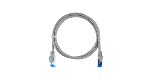 Коммутационный шнур NIKOMAX Essential Line S/FTP 4 пары, Кат.6 (Класс E), 250МГц, 2хRJ45/8P8C, T568B, заливной, с защитой защелки, многожильный, BC (чистая медь), 26AWG (7x0,150мм), LSZH нг(А)-HFLTx, светло-серый, 1,5м | код NMC-PC4SE55B-ES-015-C-GY