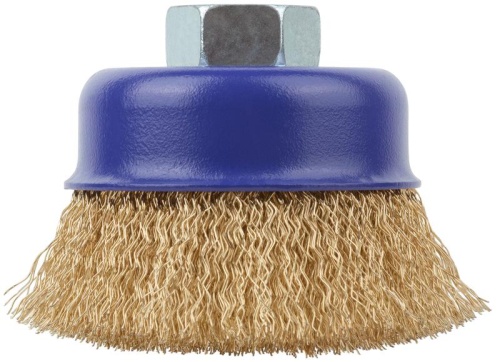 Щетка для УШМ, М14, Чашка, латунированная витая проволока 0,3 мм, 75 мм, блистер, Profi | код 82-894 | FIT фото 2