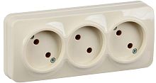 Розетка трехместная для открытой установки РС23-2-ХК без заземления 10А GLORY кремовый | код ERH30-K33-10 | IEK