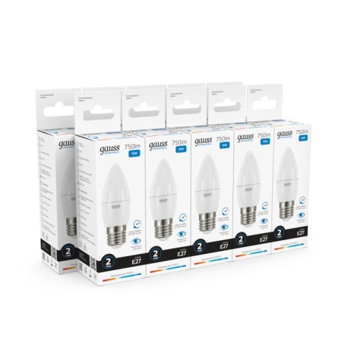 Лампа светодиодная Elementary 10Вт свеча 6500К холод. бел. E27 750лм | код 30230 | Gauss фото 7