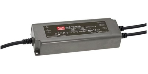 Источник питания AC-DC, 120Вт, вход 90…305В AC, 47…63Гц/127…431В DC, ККМ, выход 24В/5А, изоляция 3750В AC, пластиковый корпус 191х63х37.5мм, -40…+70С, функция димминга | код NPF-120D-24 | MeanWell