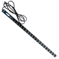 Блок розеток вертикальный, 1-фазный с автоматом, 16A / 250V, 20xSchuko, шнур 3.0 м, вилка Schuko | код TWT-PDV-20GS-GP | TWT