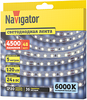 Лента светодиодная 95 296 NLS-2835CW120-9.6-IP20-24V (уп.5м) Navigator 95296
