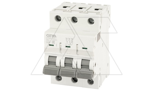 Авт. выключатель GYM9-3P-63D, 3P, 63A, хар-ка D, 6kA, 3M | код GYM93P63D | GEYA