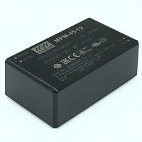 Источник питания AC-DC, 45Вт, вход 80…264В AC, 47…63Гц / 113…370В DC, выход 12В/3750мА, КПД 91.5%, ток утечки <100мкА/264В AC, изоляция 4000В AC, в корпусе 87х52х29.5мм, -30…+80С | код MPM-45-12 | MeanWell