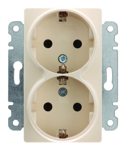 Lillium Розетка двойная с заземлением в рамку бежевая (30010082)