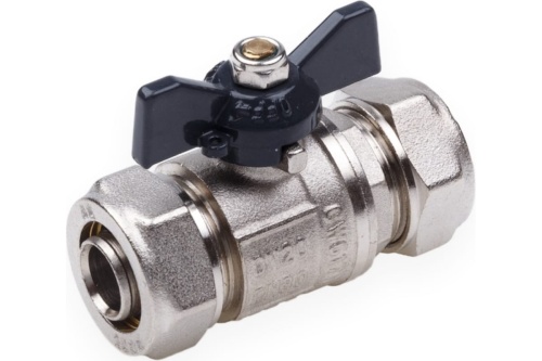 Кран шаровой для металлопластиковых труб 16x16 бабочка | код. 872 | AQUALINK Кран шаровой для металлопластиковых труб 16x16 бабочка | код. 872 | AQUALINK