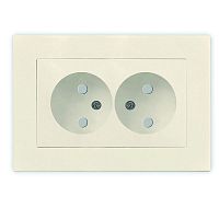 Розетка двухместная UNIVersal серия Афина б/з, с/у, з/ш, 16А, 220В, слоновая кость (ivory) (еврослот), механизм | код A0048-I | Universal
