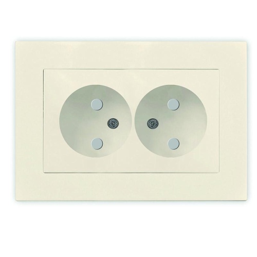 Розетка двухместная UNIVersal серия Афина б/з, с/у, з/ш, 16А, 220В, слоновая кость (ivory) (еврослот), механизм | код A0048-I | Universal