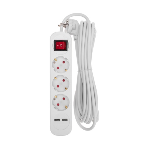 Удлинитель STANDARD 3 гнезда, 5м, 3х1,0мм?, с/з, с выключателем, 2 USB, белый REXANT | код 13-4017 | REXANT Удлинитель STANDARD 3 гнезда, 5м, 3х1,0мм?, с/з, с выключателем, 2 USB, белый REXANT | код 13-4017 | REXANT