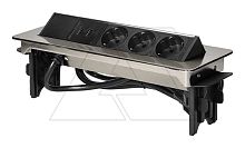 Блок розеточный встраиваемый 2хUSB 5V 2,1A + 3x2P+E со шторками, кабель 1,8м, 3680вт, никель | код OR-AE-1364-N | ORNO