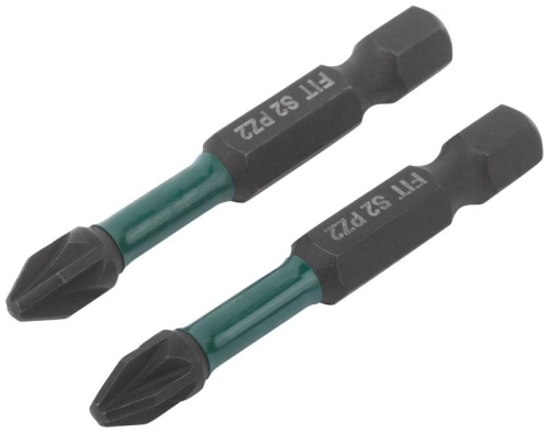 Биты кованые ударные, сталь S2, односторонние 50 мм PZ2, Профи 2 шт., блистер | код 57482 | FIT фото 2