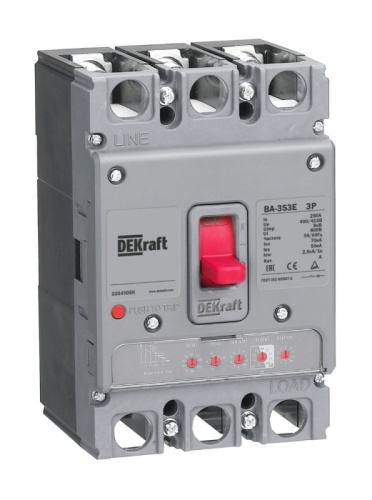 Силовой авт. выкл. с электрон. расц. 3P 63А 70кА ВА-353E | код 22657DEK | DEKraft Силовой авт. выкл. с электрон. расц. 3P 63А 70кА ВА-353E | код 22657DEK | DEKraft