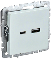 BRITE Роз. USB A+C 18Вт РЮ11-1-БрЖ жемч. IEK | код BR-U22-018-K36 | IEK