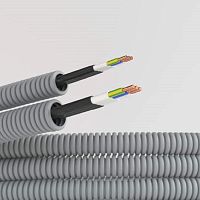 Электротруба ПВХ гибкая гофр. д.20мм, цвет серый, с кабелем ВВГ-Пнг(А)- LS3х2,5мм? Конкорд, 100м | код 9S920100KF | DKC