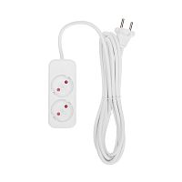 Удлинитель STANDARD 2 гнезда, 3м, 2х1,0мм?, б/з, белый REXANT | код 13-4001 | REXANT