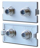 Вставка модульная с 2-мя F-адаптерами в розетку LAN-MB, белая | код LAN-MBP-2TV/F-WH | LANMASTER