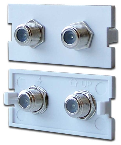 Вставка модульная с 2-мя F-адаптерами в розетку LAN-MB, белая | код LAN-MBP-2TV/F-WH | LANMASTER